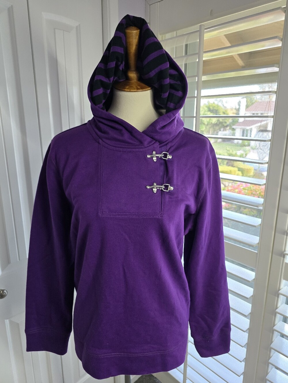 Lauren Ralph Lauren Purple Hooded Pullover with Silver Lobster Closures (NWT)